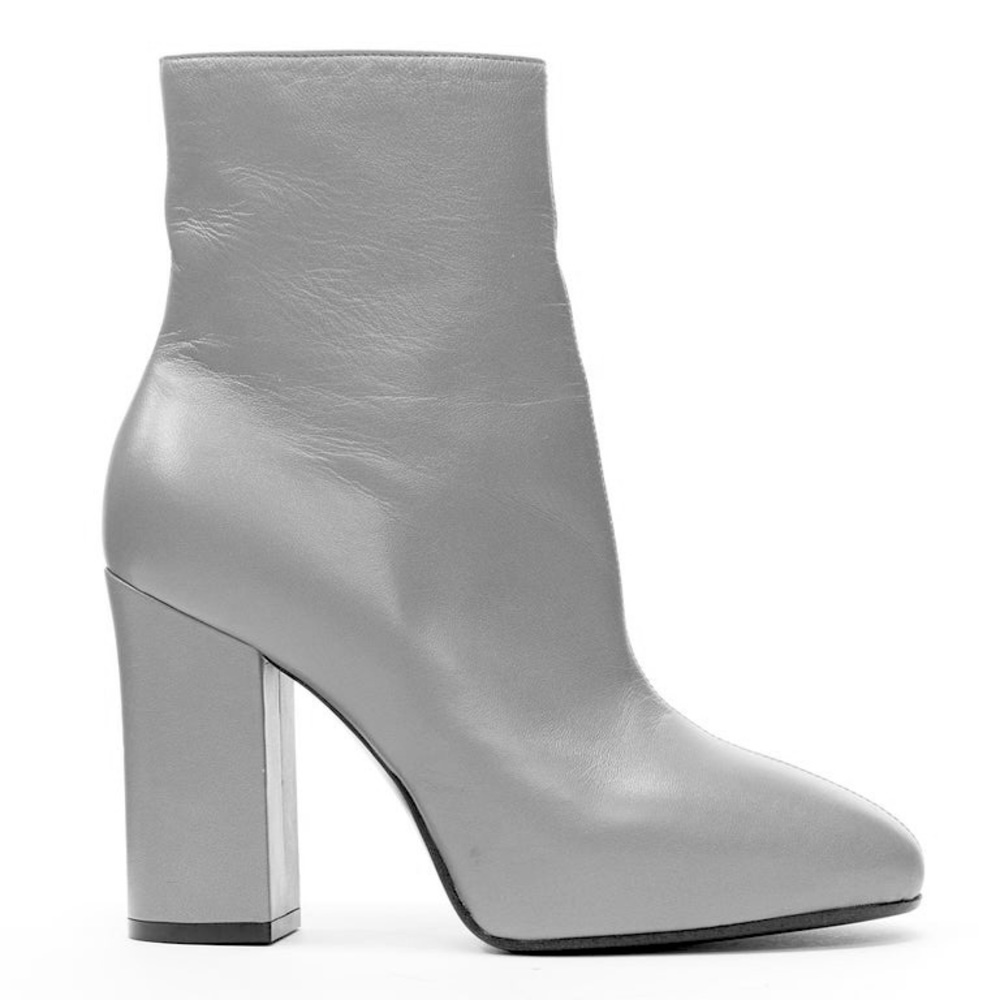 $795 Dries Van Noten soft grey leather ankle booties boots 38.5 7.5 8